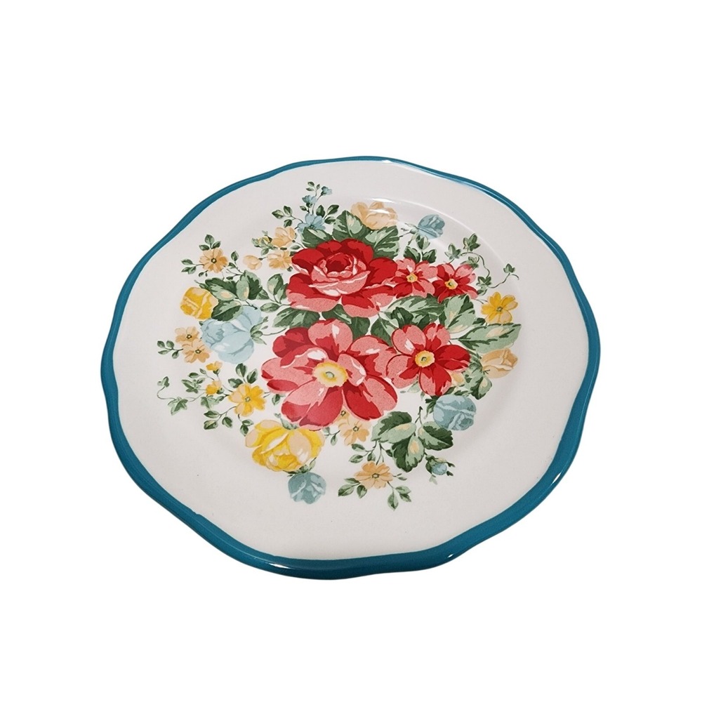 The Pioneer Woman Vintage Floral Salad Plate Floral Scalloped Stoneware 8.5"